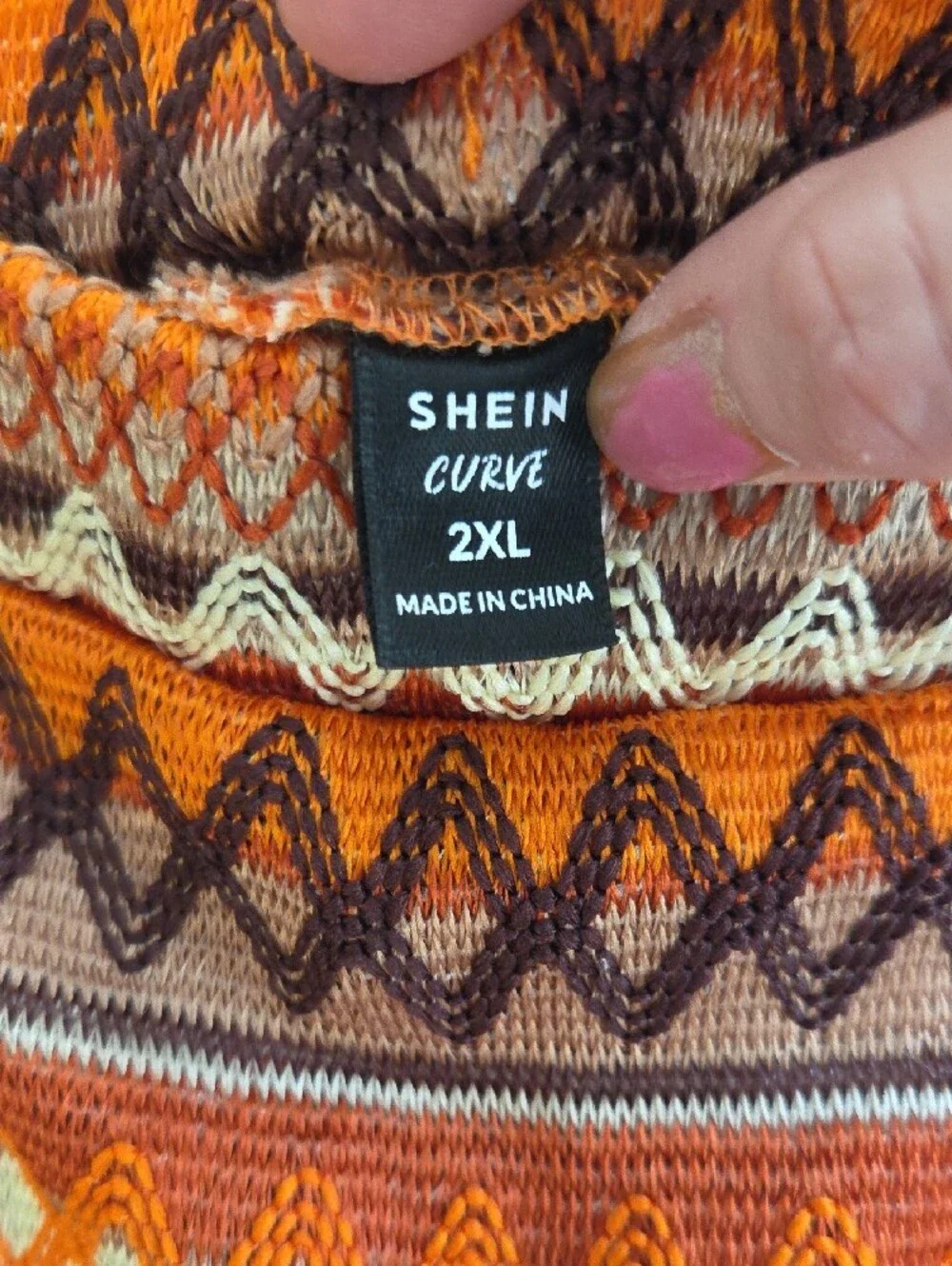 SHEIN Orange Patterned Fringe Wrap Mini Skirt